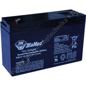 AKKUMULÁTOR - Diamec - DM6-12 akkumulátor 6V 12Ah