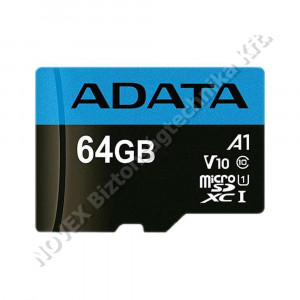 TÁRHELY - Adata - MicroSD kártya - 64GB microSDXC UHS-I Class10 A1 (AUSDX64GUICL10A1-RA1)