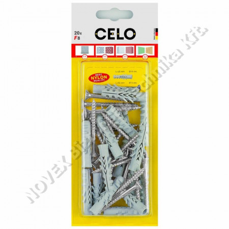 DŰBEL -Celo -  58NFSZ20 NF 8 szárnyas dűbel + 5*50 facsavar 20 db/cs