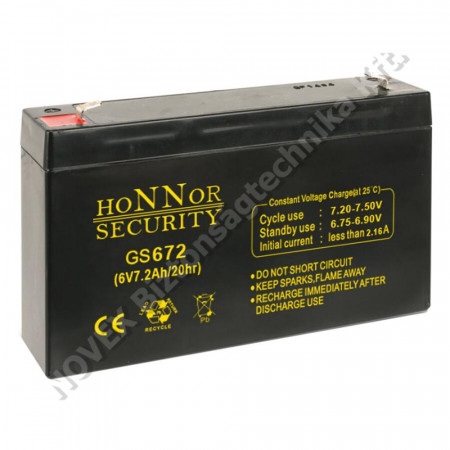 AKKUMULÁTOR - Honnor - 6V 7,2Ah HS6-7.2