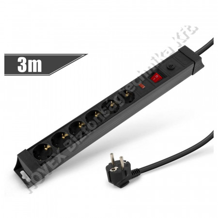 EGYÉB - Delight - 6-os elosztó túlfeszültség és túláram védett (20249), 3m