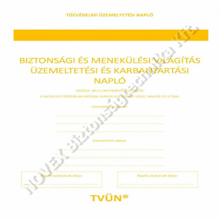 EGYÉB - Napló - Biztonsági világítási rendszer üzemeltetési és karbantartási