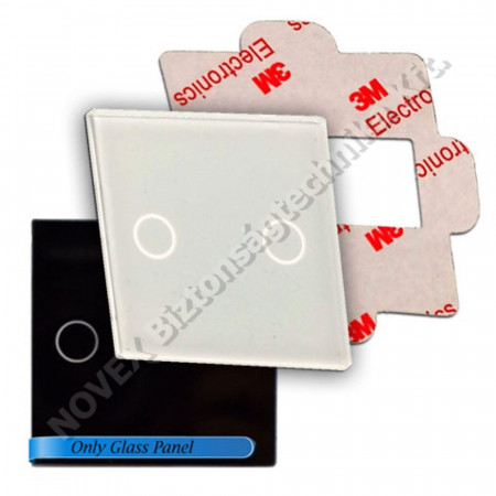 KIEGÉSZÍTŐ - Videosec -  GP004W kristályüveg előlap érintős modulokhoz, 2 gomb, fehér