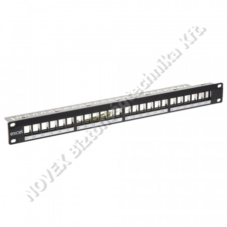 KIEGÉSZÍTŐ - Excel - PAtch panel 24-os moduláris, 1u fekte (100-095)