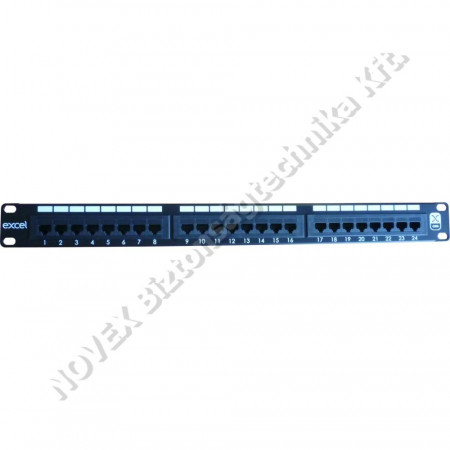 KIEGÉSZÍTŐ - Excel - Patch panel 24 port, UTP Cat6, 1U, fekete (100-304)