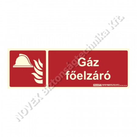KIEGÉSZÍTŐ - Implaser - Gáz főelzáró felirat, műanyag  utánvilágító 300x100