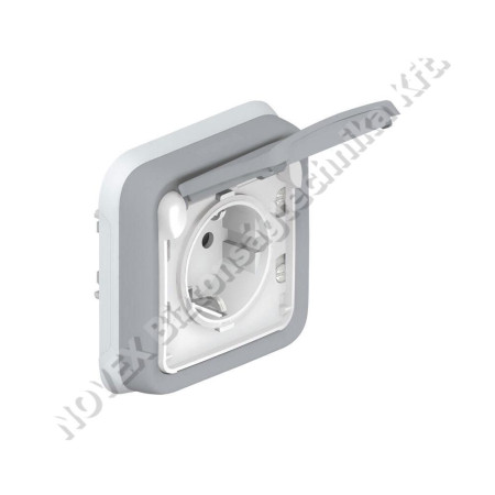 KIEGÉSZÍTŐ - Legrand - LEG069833 Plexo 55 s 2P F aljzat csapódeféllel,csavaros,komplett,szürke