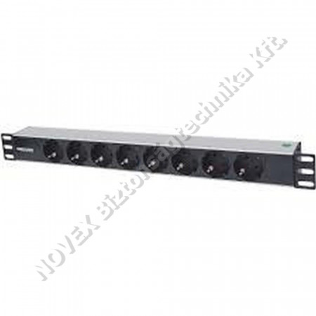 KIEGÉSZÍTŐ - Manhattan - 19\", 1U Rackmount elosztó, 8 aljzat, LED fény, 1,6m (714037)