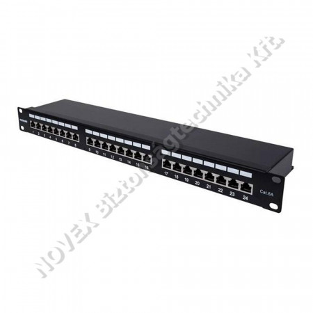 KIEGÉSZÍTŐ - Manhattan - CAT/A FTP árnyékolt patch panel,24portos,1U,fekete (720861)