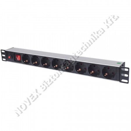 KIEGÉSZÍTŐ - Manhattan - Elosztó 19\" Rackmount elosztó, 8 aljzat, LED fény, 3m 713986