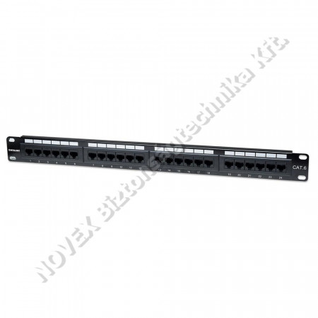 KIEGÉSZÍTŐ - Manhattan - Patch panel CAT6 UTP patch panel, gyűrű panel.24portos,1U,fekete (520959)