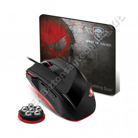 KIEGÉSZÍTŐ - Spirit - PRO-M3 (optikai,5000DPI,8gomb,fekete)+egérpad (S-PM3)