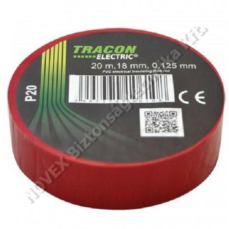 KIEGÉSZÍTŐ - Tracon - Szigetelő szalag 20x19 piros TRAP20