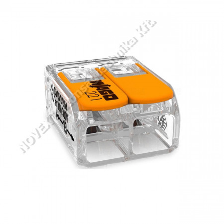 KIEGÉSZÍTŐ - Wago - 221-612 vezeték összekötő sodrott 2-es, átlátszó 6mm2