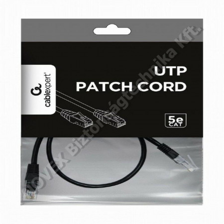 LAN KÁBEL - Gembird - 0,5m UTP Cat5e PP12-0.5M/BK fekete
