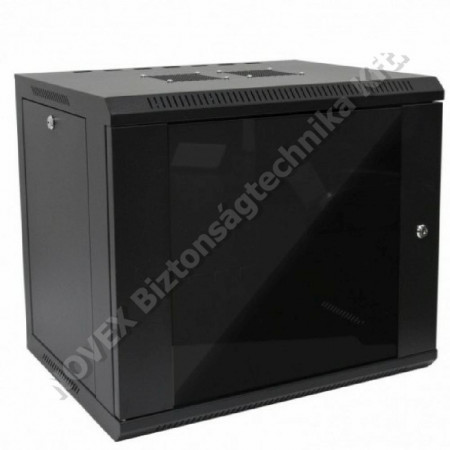 RACK - Noname - RACK L60X45X9U faliszekrény fekete üvegajtós 9U magas