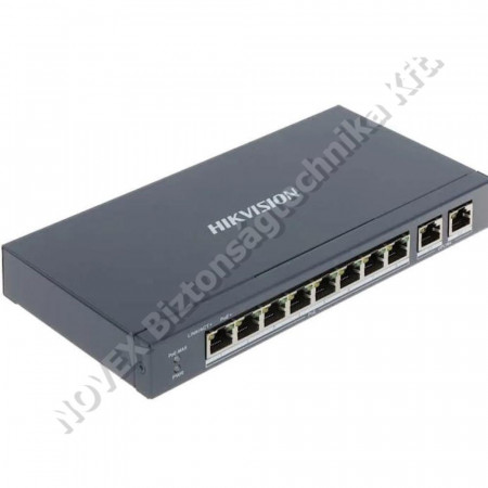 SWITCH - Hikvision - DS-3E0310P-E/M 10 portos PoE switch (60 W), 8 PoE+ / 2 uplink port; nem menedzs