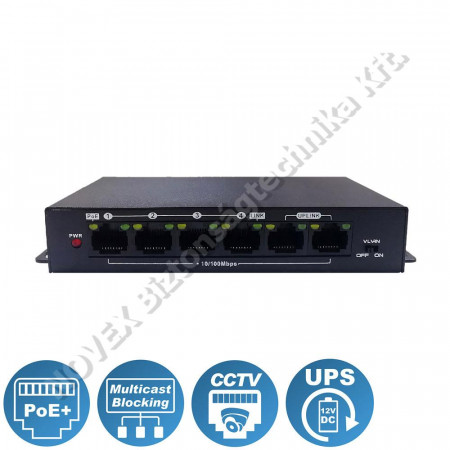 SWITCH - Videosec - PS-0004EP-2E 10/100Mbps Poe switch