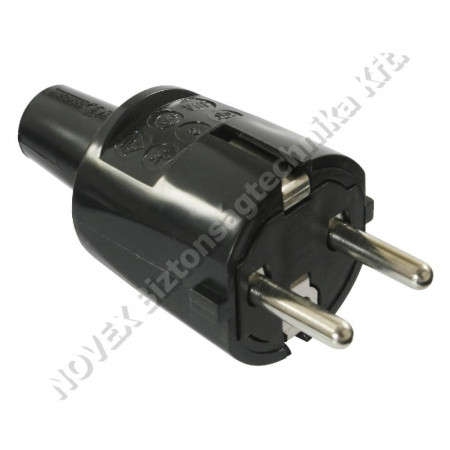 SZERELVÉNY - Anco - Földelt PVC dugvilla vezetékvédővel, 16A, 250V, IP20, fekete 321211