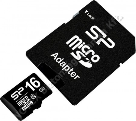 TÁRHELY - Silicon - SD KÁRTYA - Silicon - 16GB microSDHC Elite UHS-1 + adapter (SP016GBSTHBU1V10)