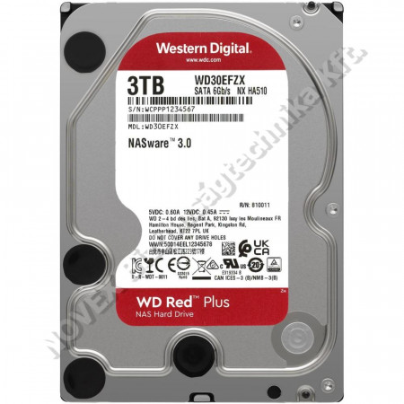 TÁRHELY - Western - 3TB HDD WD30EFZX  Red+ 540rpm SATA3
